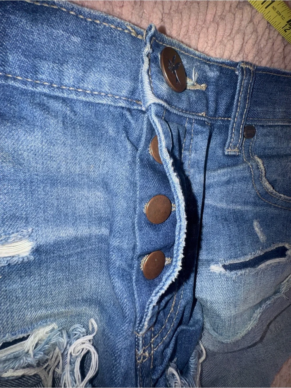 One Teaspoon Bandits Blue Cult Denim Shorts Distressed Cuffed Size 27 EUC